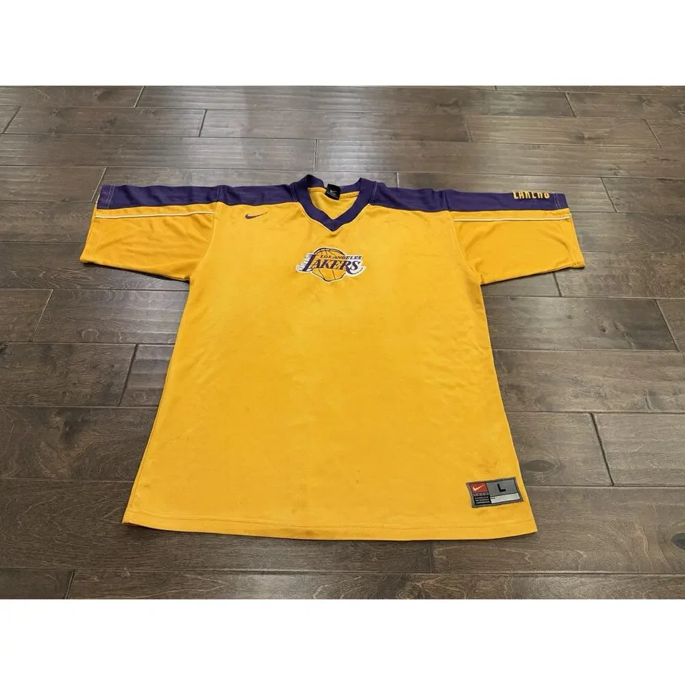 Vintage Nike Yellow NBA Los Angeles Lakers Basketball Short Sleeve Jersey Size L